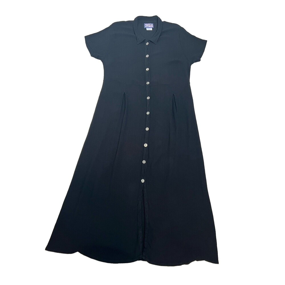 April Cornell Vtg 90s Button Front Textured Lagenlook Maxi Shirt Dress Sz L Read